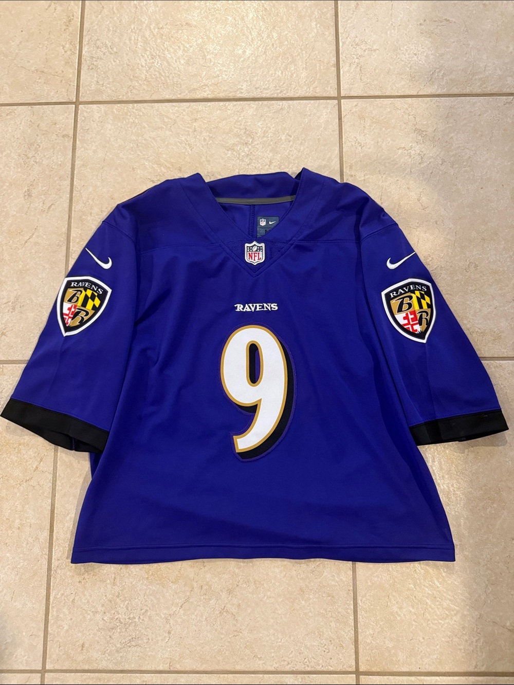 NFL Baltimore Ravens Women’s #9 Cropped Jersey in Purple and Black